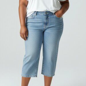 Style and Co Denim Light Wash Tummy Control Capri Jeans Size 18